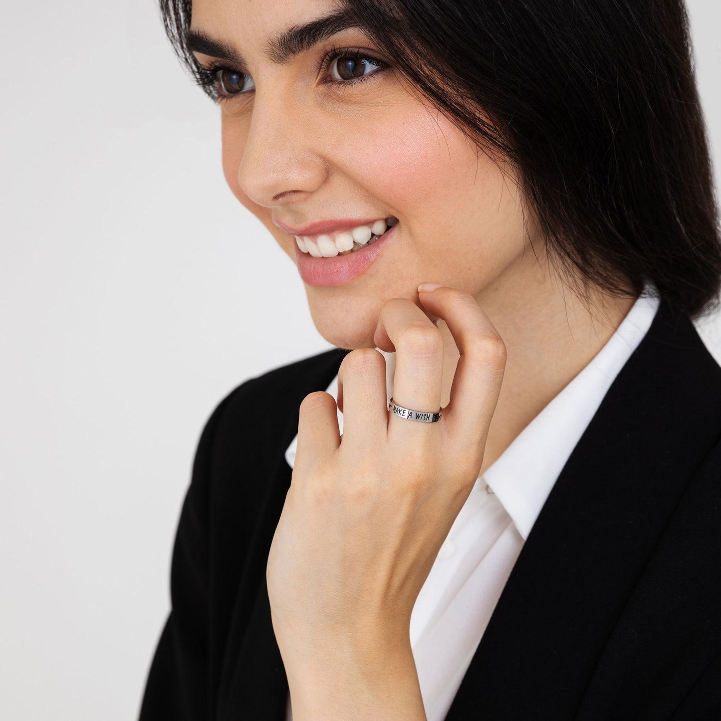 WOMEN'S STEEL RING WITH MAKE A WISH