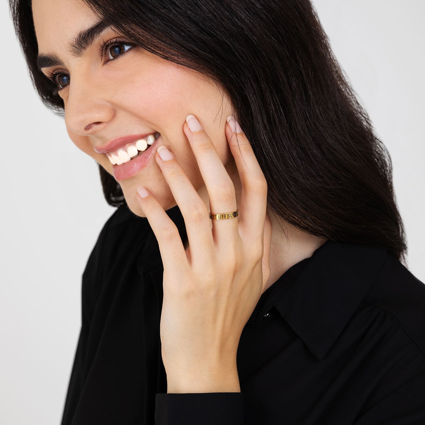 GOLD STEEL WOMEN'S RING LET LIFE SURPRISE YOU