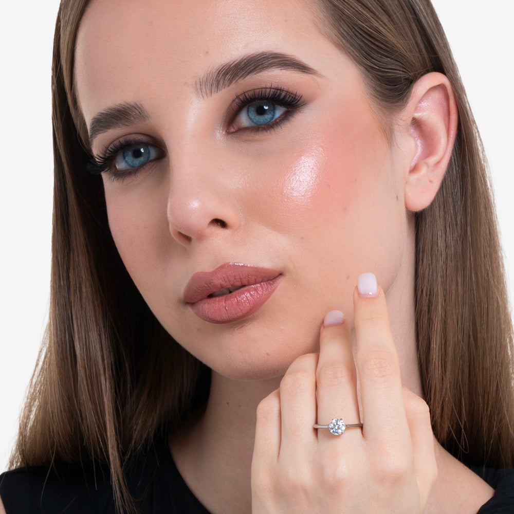 ANELLO DONNA IN ACCIAIO CON CRISTALLO BIANCO - TAGLIA 10