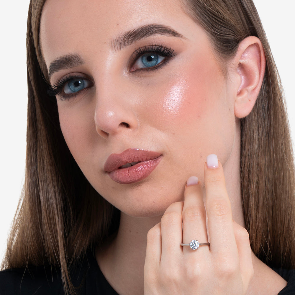 ANELLO DONNA IN ACCIAIO CON CRISTALLO BIANCO - TAGLIA 12