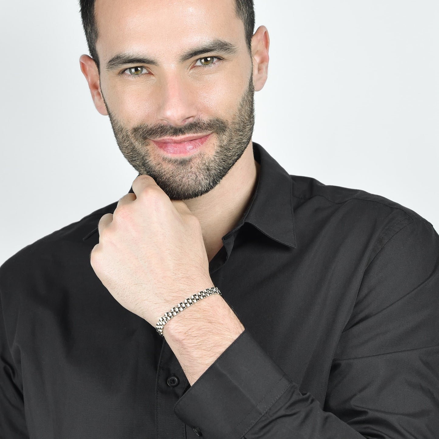 STEEL MEN'S BRACELET WITH CENTRAL MOTIF