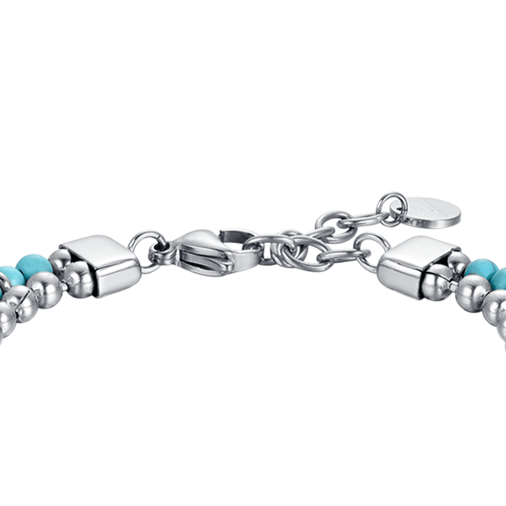 MEN'S STEEL BRACELET WITH TURQUOISE STONES AND STEEL ELEMENTS