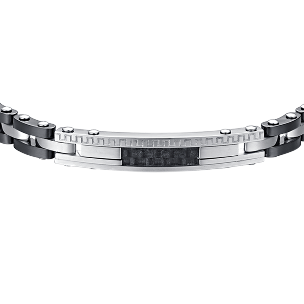 STEEL MEN'S BRACELET WITH BLACK CERAMIC