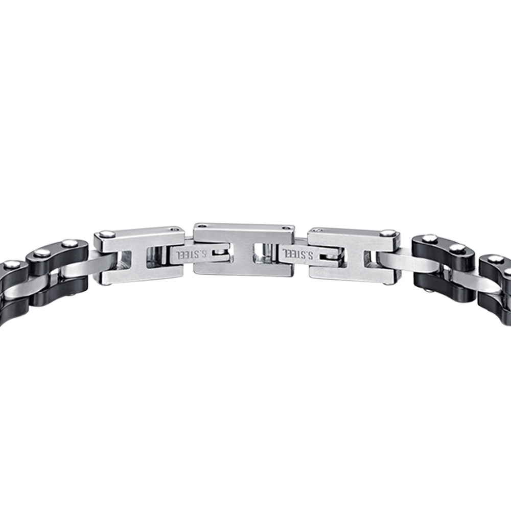 STEEL MEN'S BRACELET WITH BLACK CERAMIC
