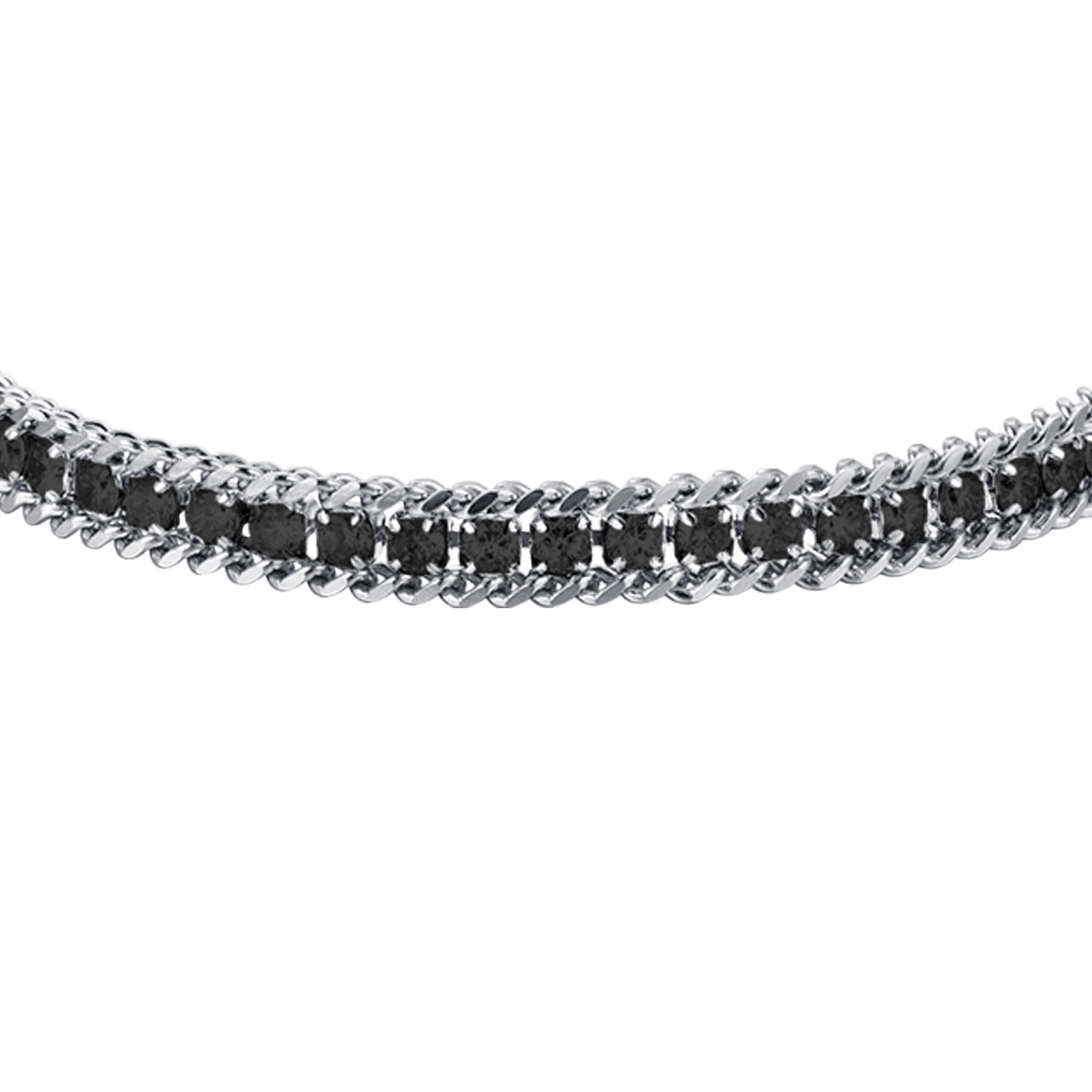 MEN'S STEEL TENNIS BRACELET WITH BLACK CRYSTALS