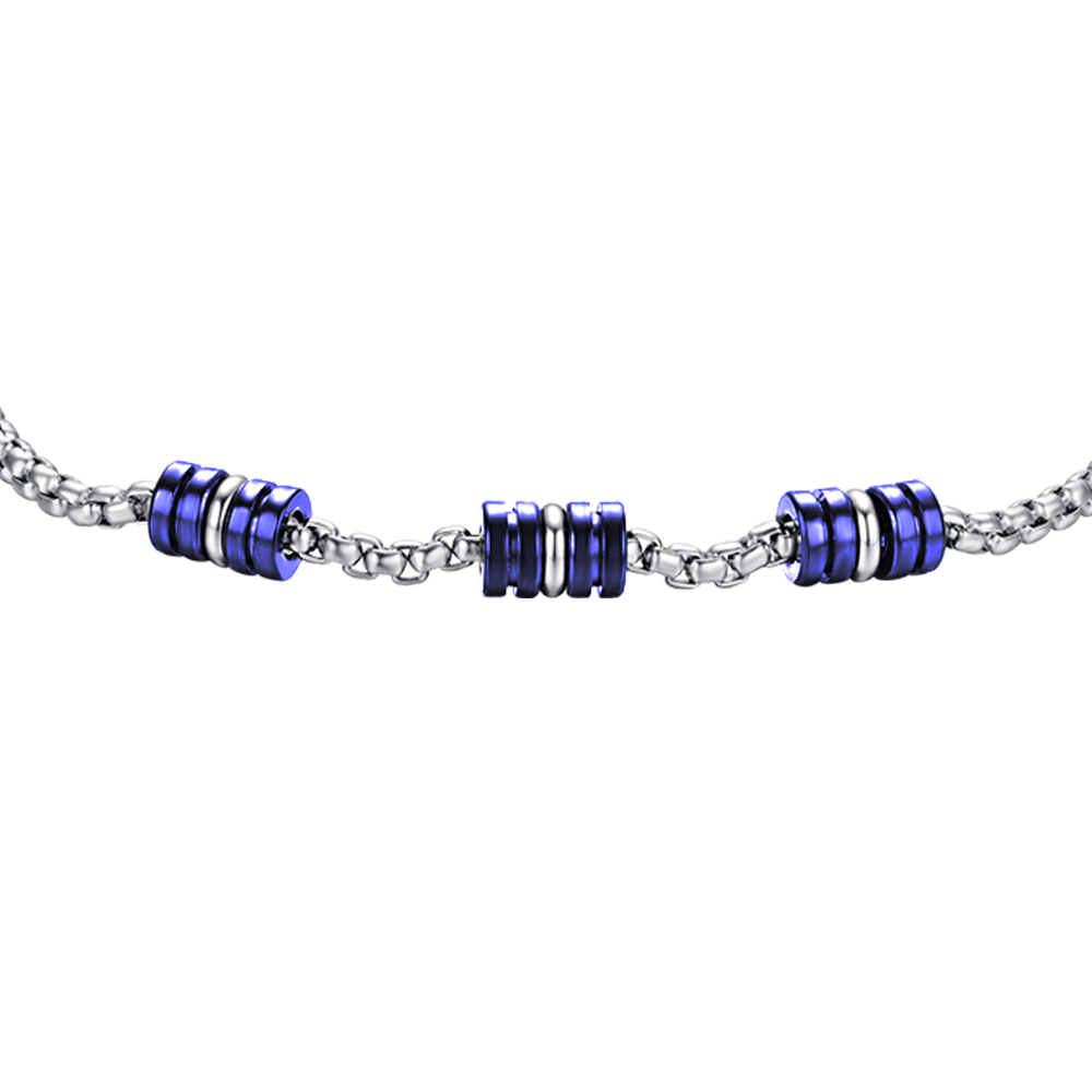 STEEL MEN'S BRACELET WITH BLUE AND SILVER IP ELEMENTS