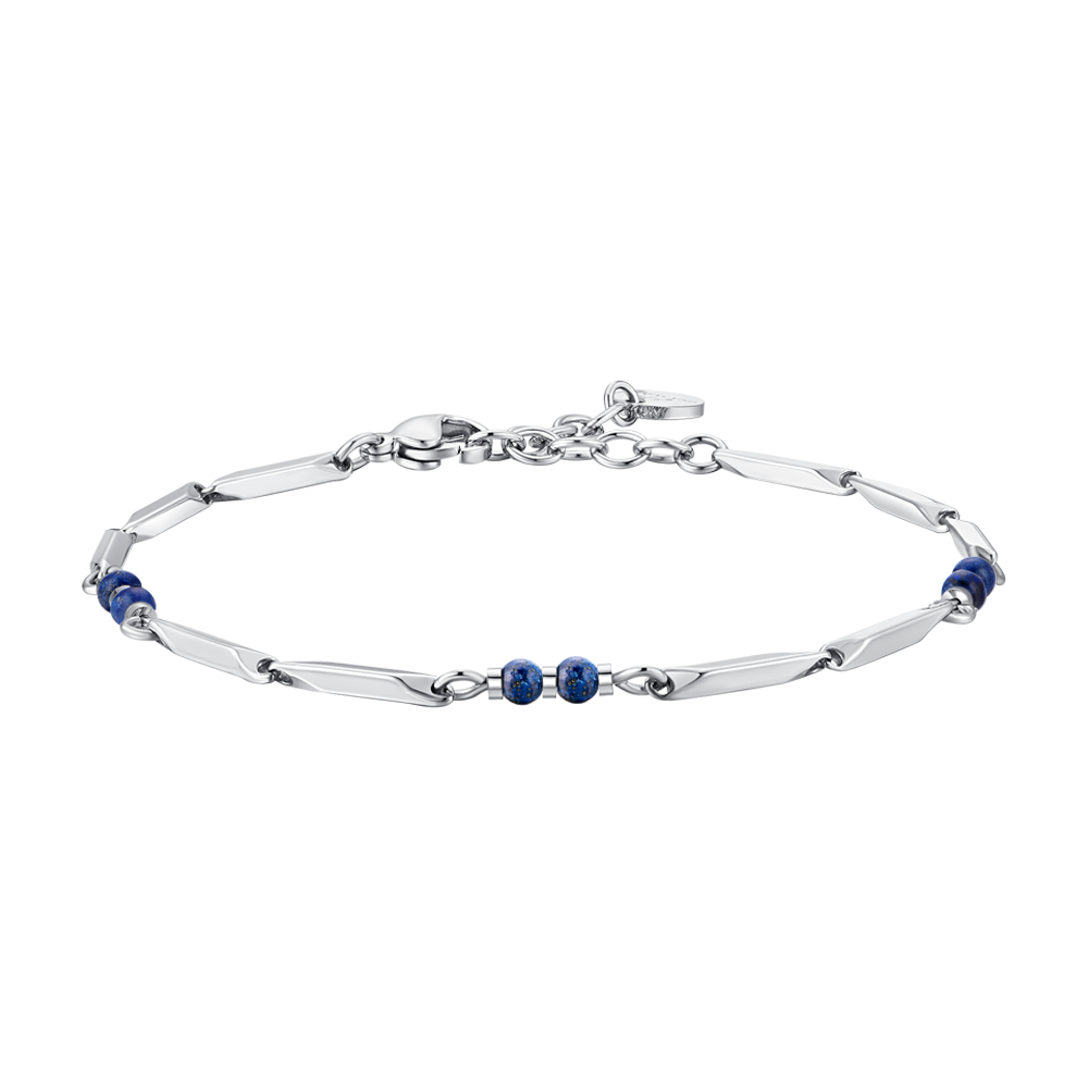 STEEL MEN'S BRACELET WITH LAPIS STONES