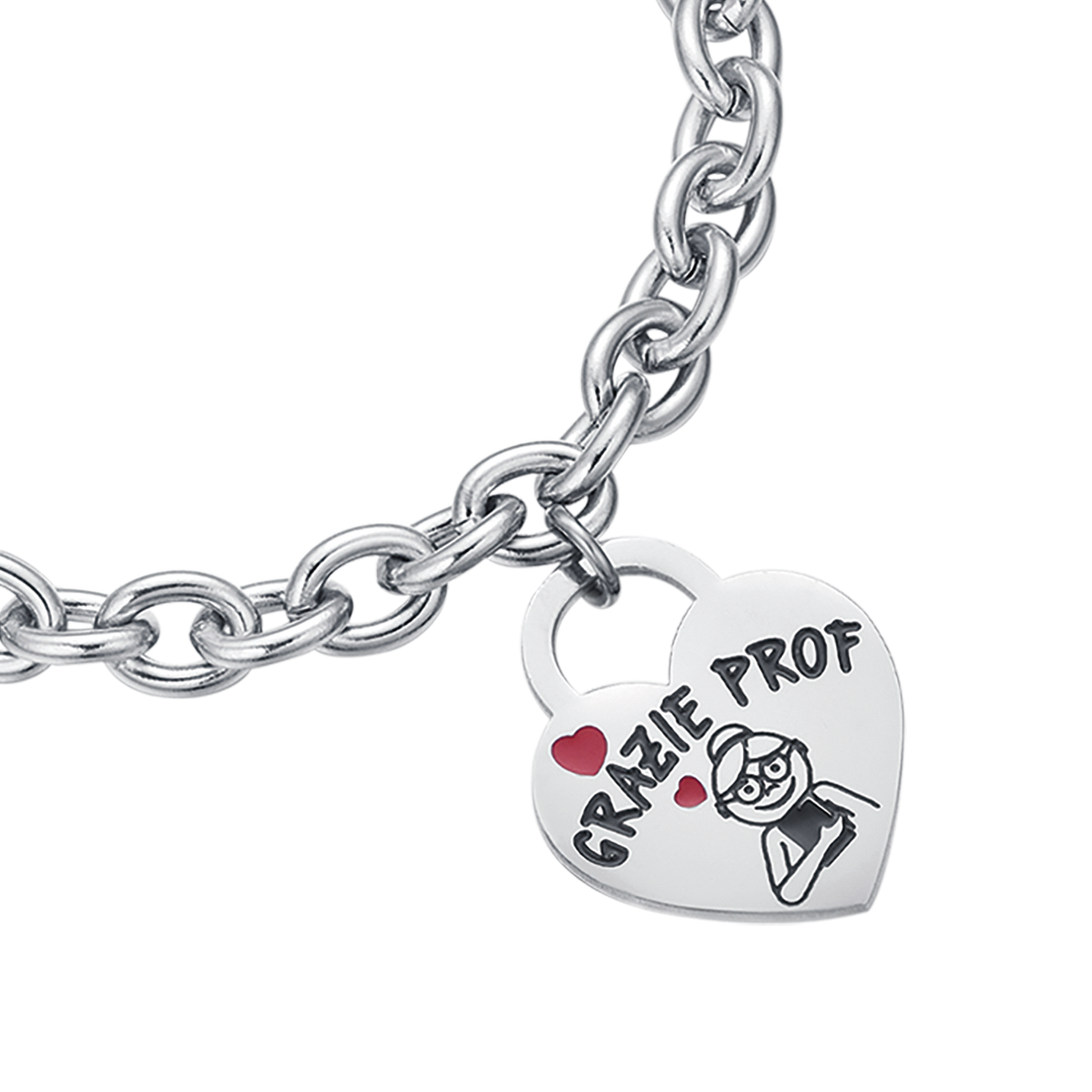 WOMEN STEEL BRACELET WITH HEART THANK YOU PROF