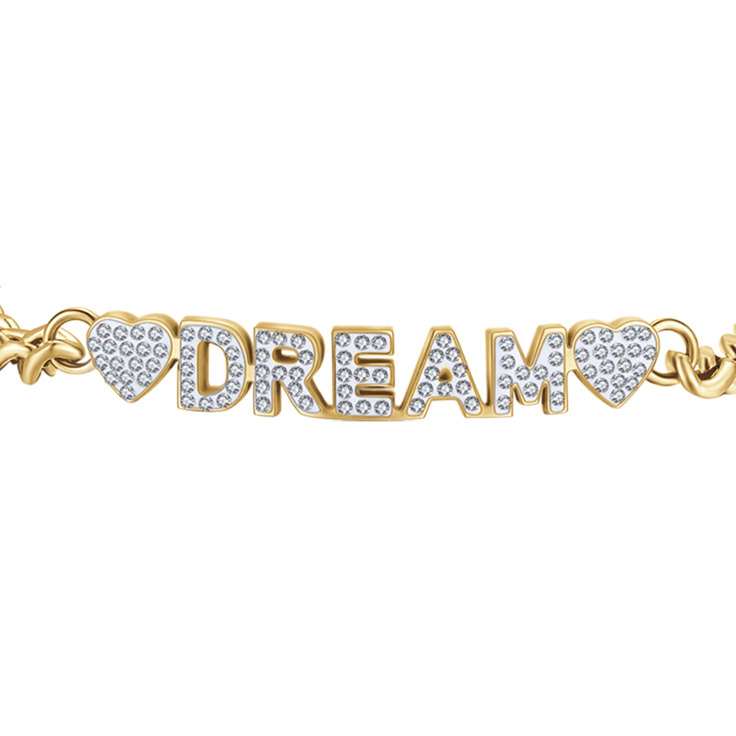 DREAM GOLD STEEL WOMEN'S BRACELET WITH WHITE CRYSTALS