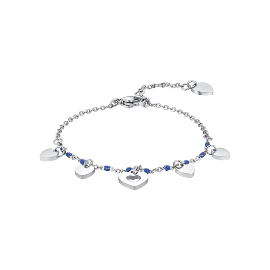 STEEL BRACELET WITH HEARTS AND BLUE STONES Luca Barra