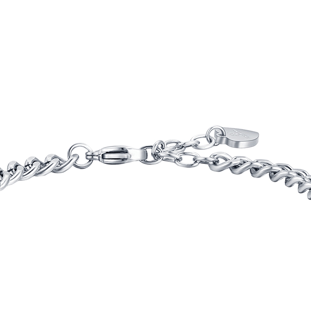 WOMEN'S STEEL LOVE BRACELET WITH WHITE CRYSTALS
