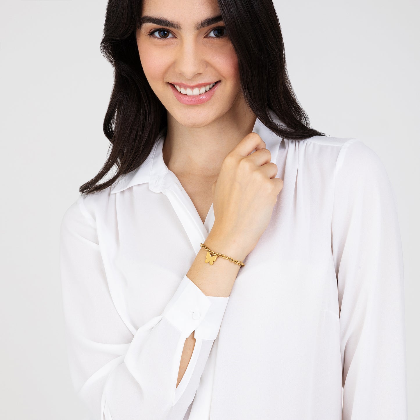 WOMEN'S GOLD STEEL BRACELET WITH BUTTERFLY