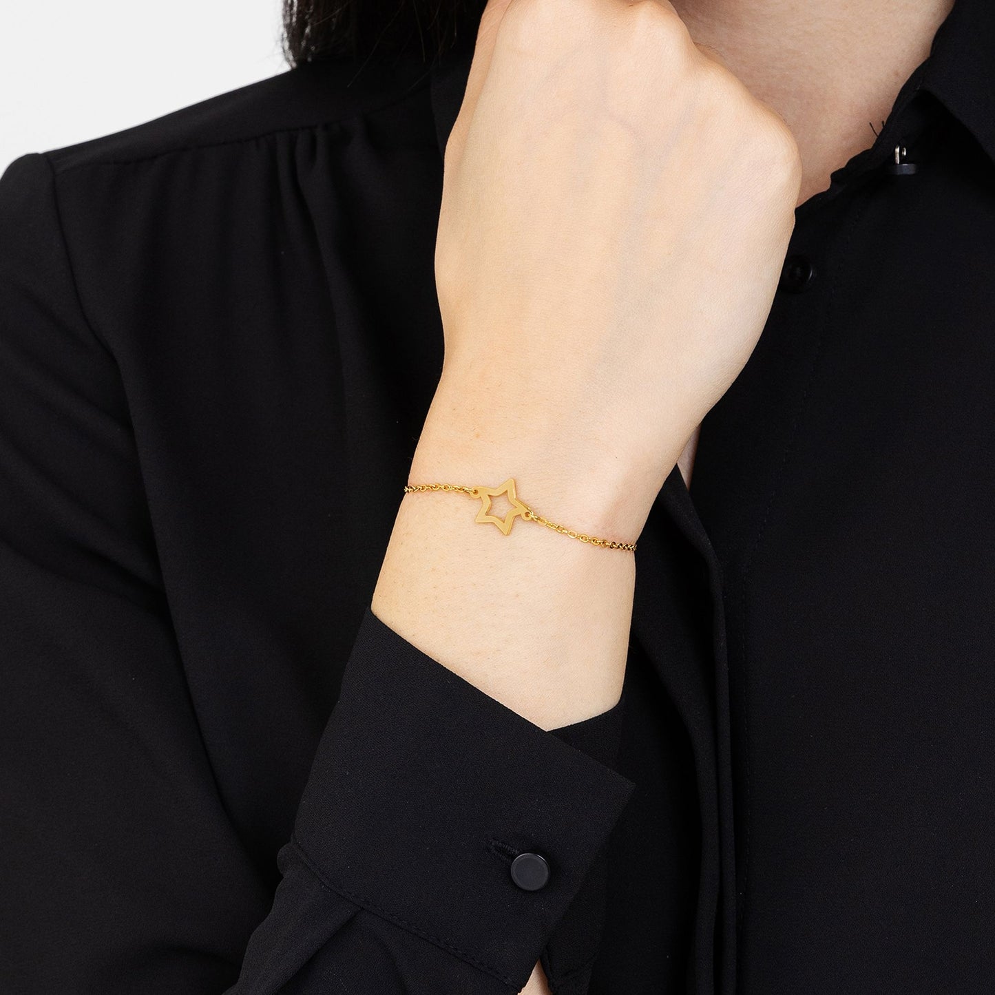 WOMEN'S GOLD-PLATED STEEL BRACELET WITH HOLLOW STAR