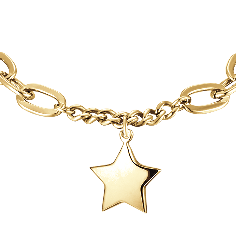 WOMEN'S IP GOLD STEEL BRACELET WITH FULL STAR