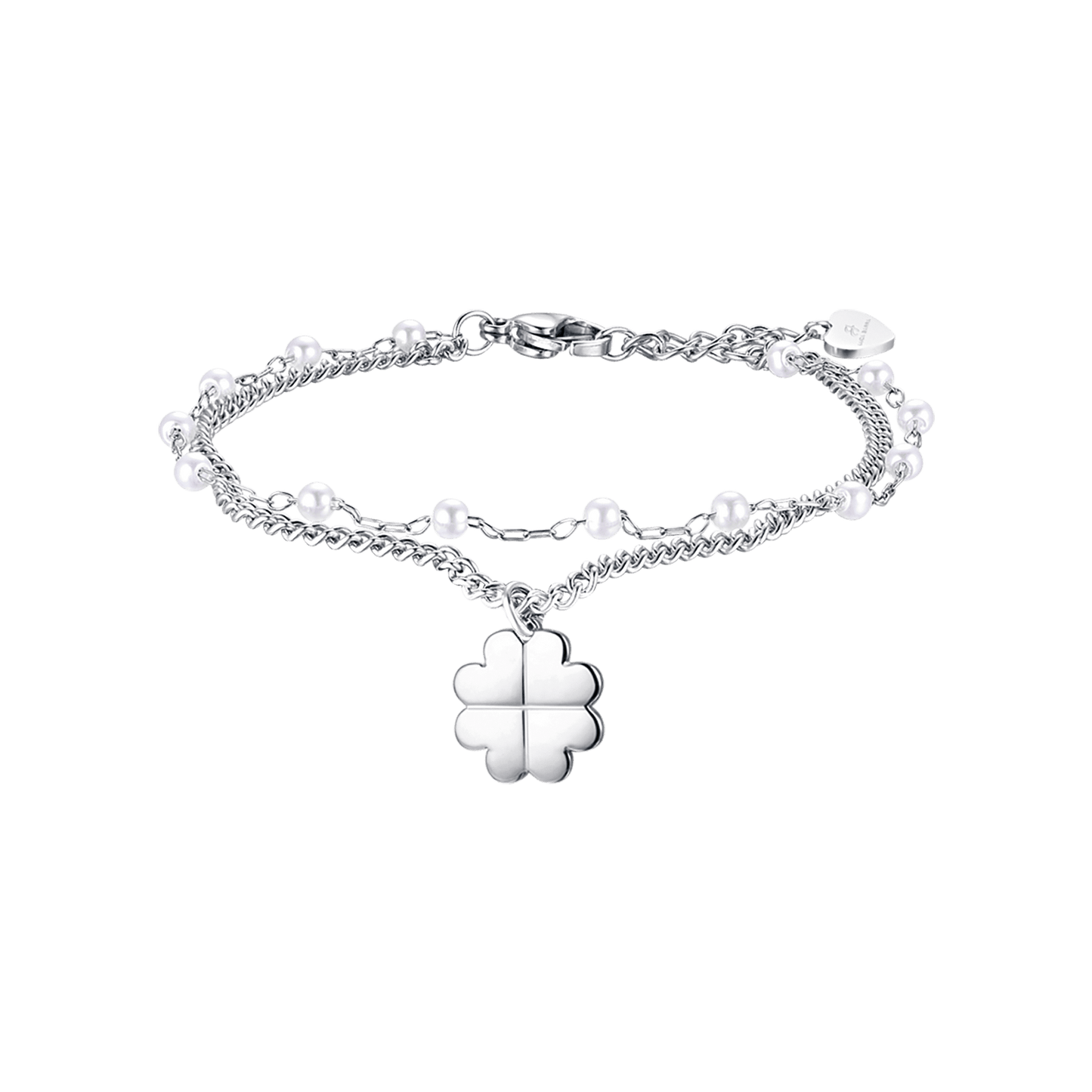 WOMEN'S IP GOLD STEEL BRACELET WITH FOUR-LEAF CLOVER