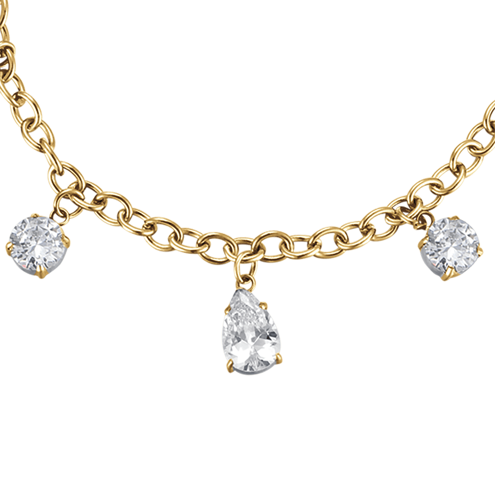 IP GOLD STEEL WOMEN'S BRACELET WITH WHITE CRYSTALS