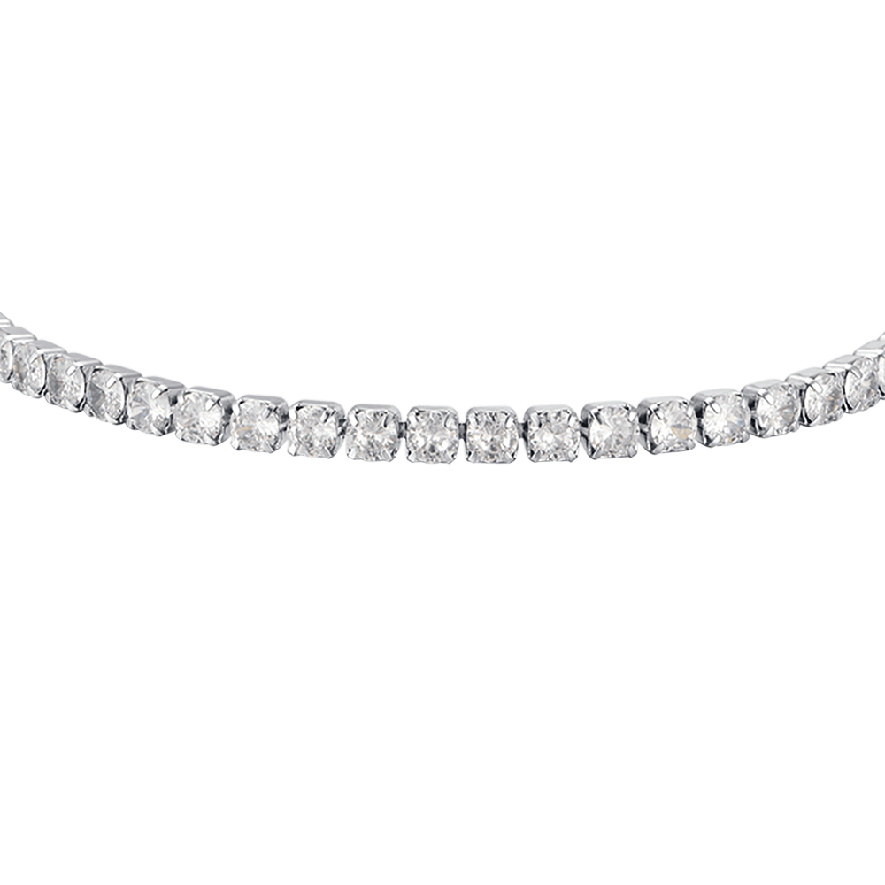 WOMEN'S STEEL TENNIS BRACELET WITH WHITE CRYSTALS