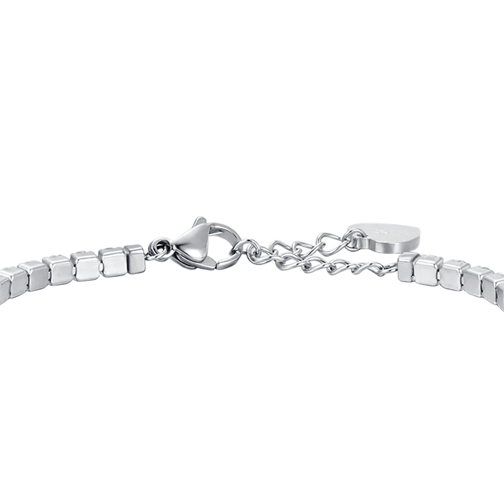 WOMEN'S STEEL TENNIS BRACELET WITH WHITE CRYSTALS