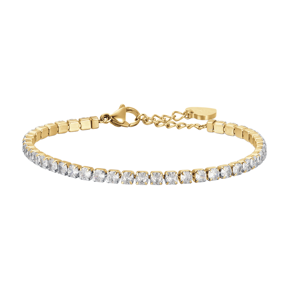 WOMAN'S TENNIS BRACELET IN IP GOLD STEEL WITH WHITE CRYSTALS Luca Barra