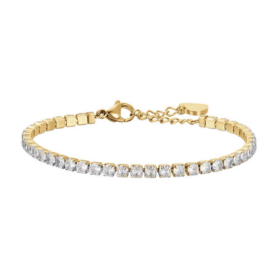 WOMAN'S TENNIS BRACELET IN IP GOLD STEEL WITH WHITE CRYSTALS Luca Barra