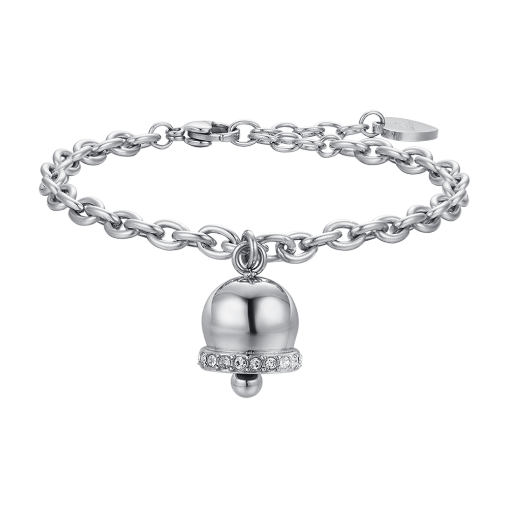 WOMAN'S BRACELET IN STEEL WITH BELL WITH WHITE CRYSTALS Luca Barra