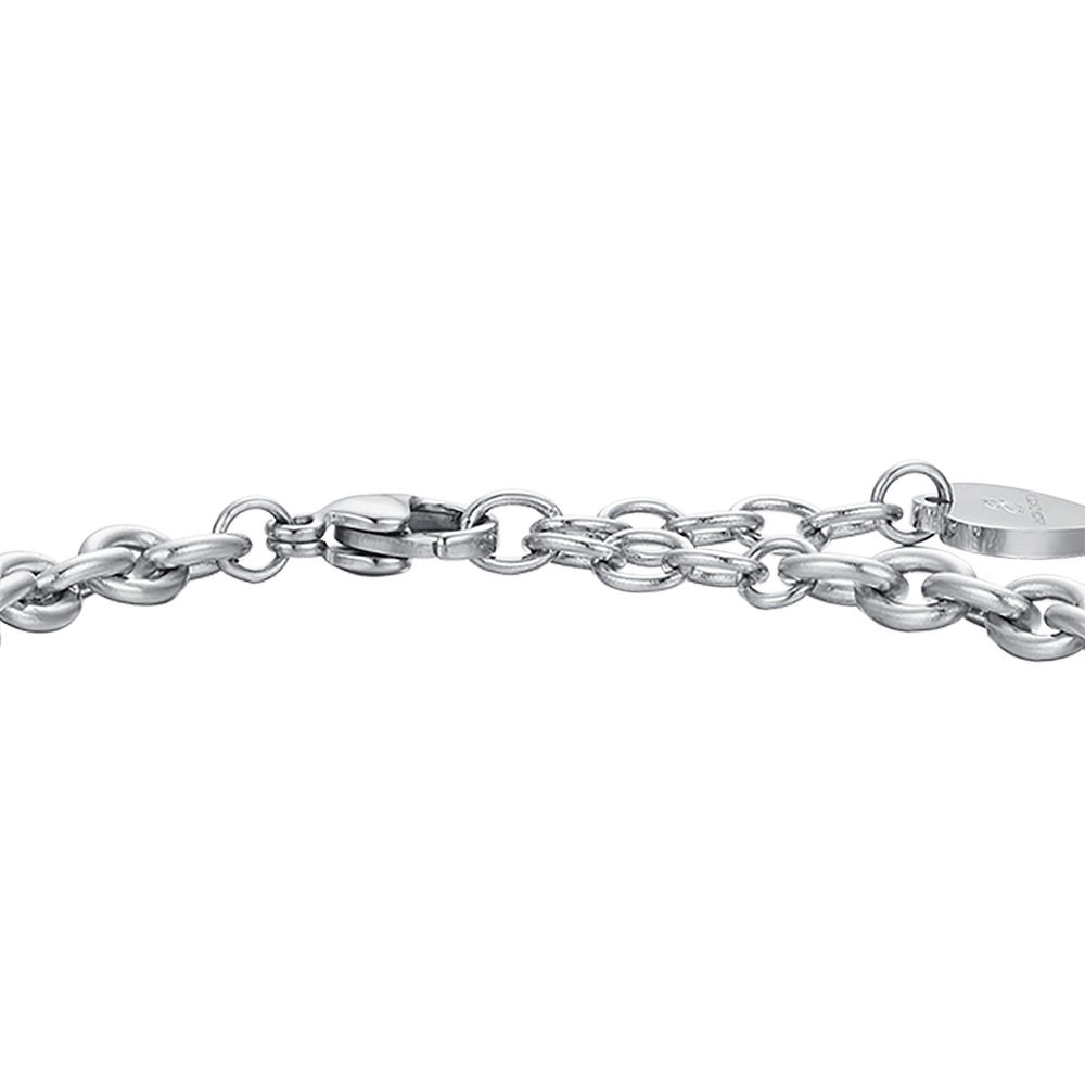 WOMEN'S STEEL BELL BRACELET WITH WHITE CRYSTALS