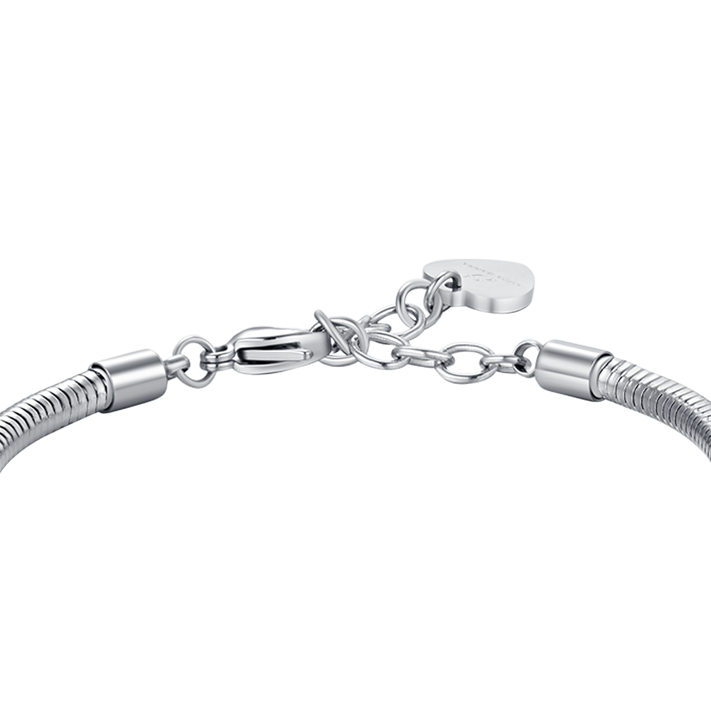 WOMEN'S STEEL HEART BRACELET WITH WHITE CRYSTALS