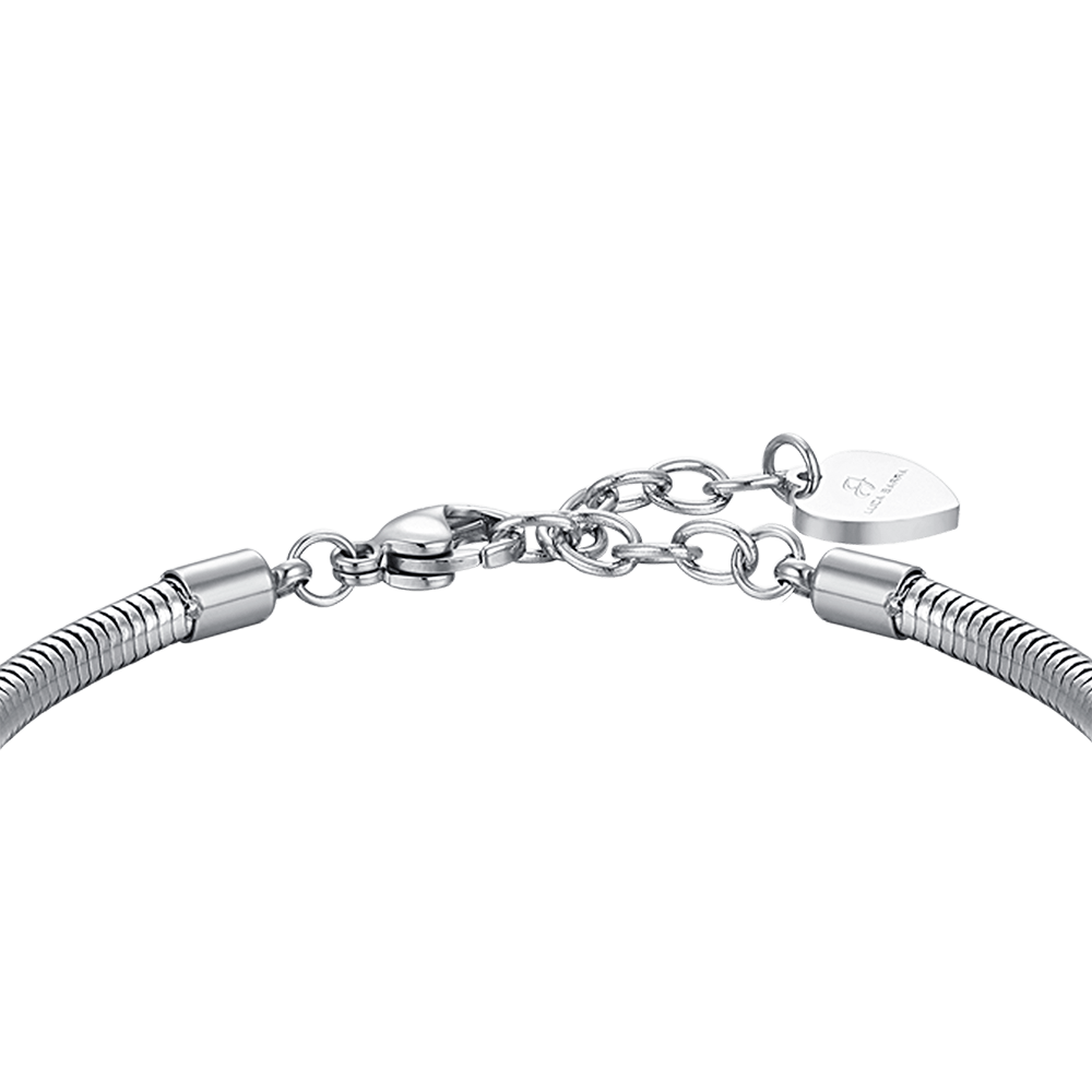 WOMEN'S STEEL BRACELET WITH HEART AND WHITE CRYSTALS