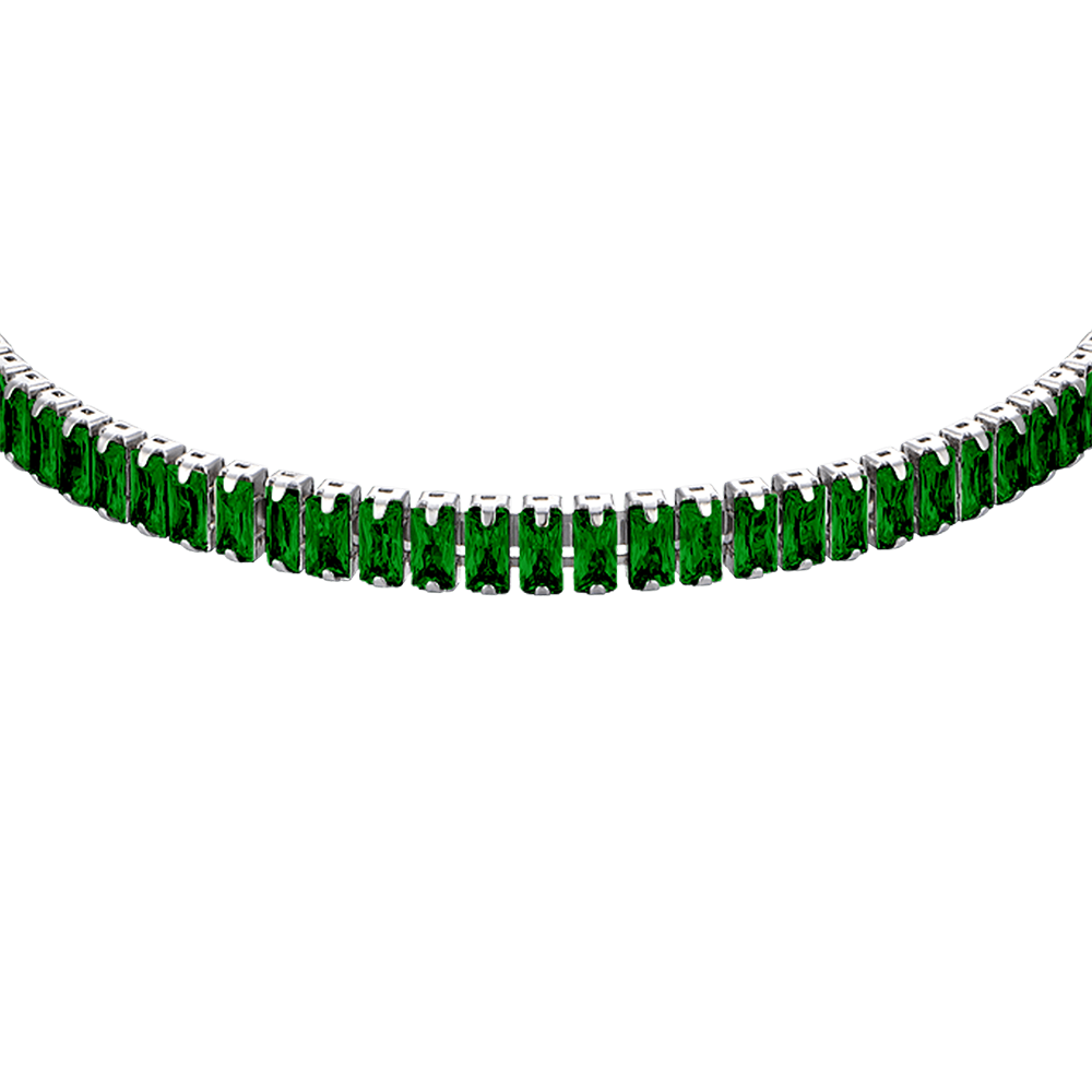 WOMEN'S STEEL BRACELET WITH GREEN CRYSTALS