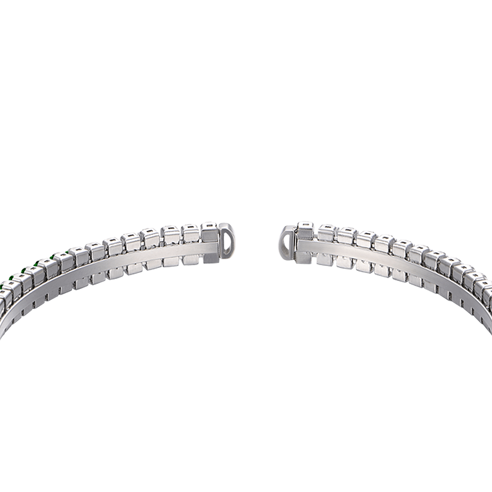 WOMEN'S STEEL BRACELET WITH GREEN CRYSTALS