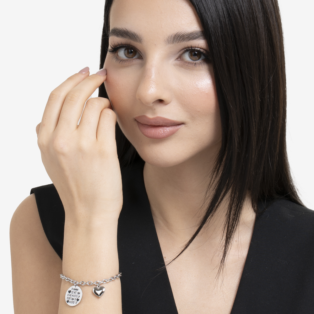 BRACCIALE DONNA IN ACCIAIO DI MAMMA CE N'È UNA IO HO AVUTO LA FORTUNA DI AVERE