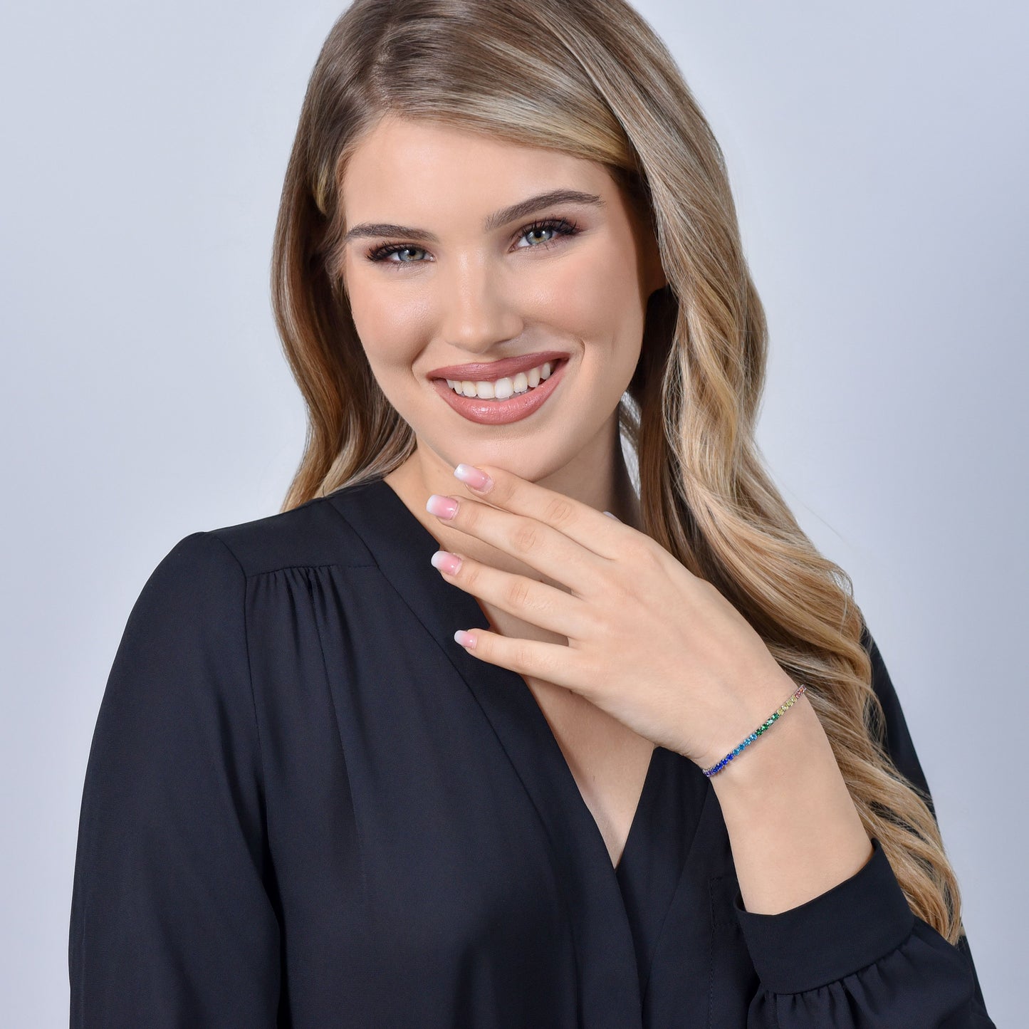 RAINBOW CRYSTALS WOMEN'S TENNIS BRACELET