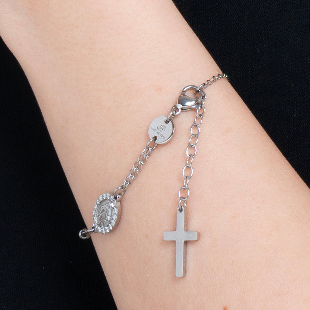 BRACCIALE DONNA ROSARIO IN ACCIAIO