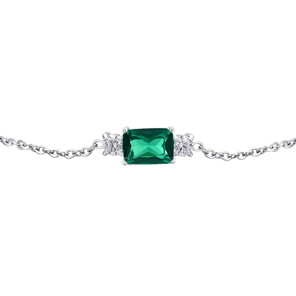BRACCIALE DONNA IN ACCIAIO CON ZIRCONI VERDE E BIANCHI