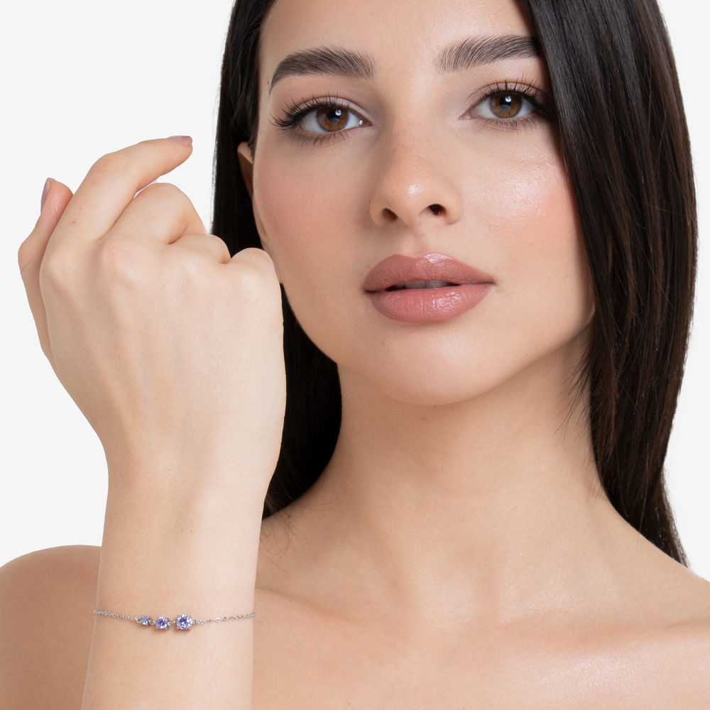 BRACCIALE DONNA IN ACCIAIO CON ZIRCONI VIOLA