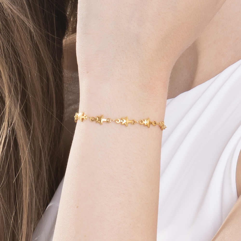 IP GOLD STEEL WOMEN'S BRACELET WITH STARS