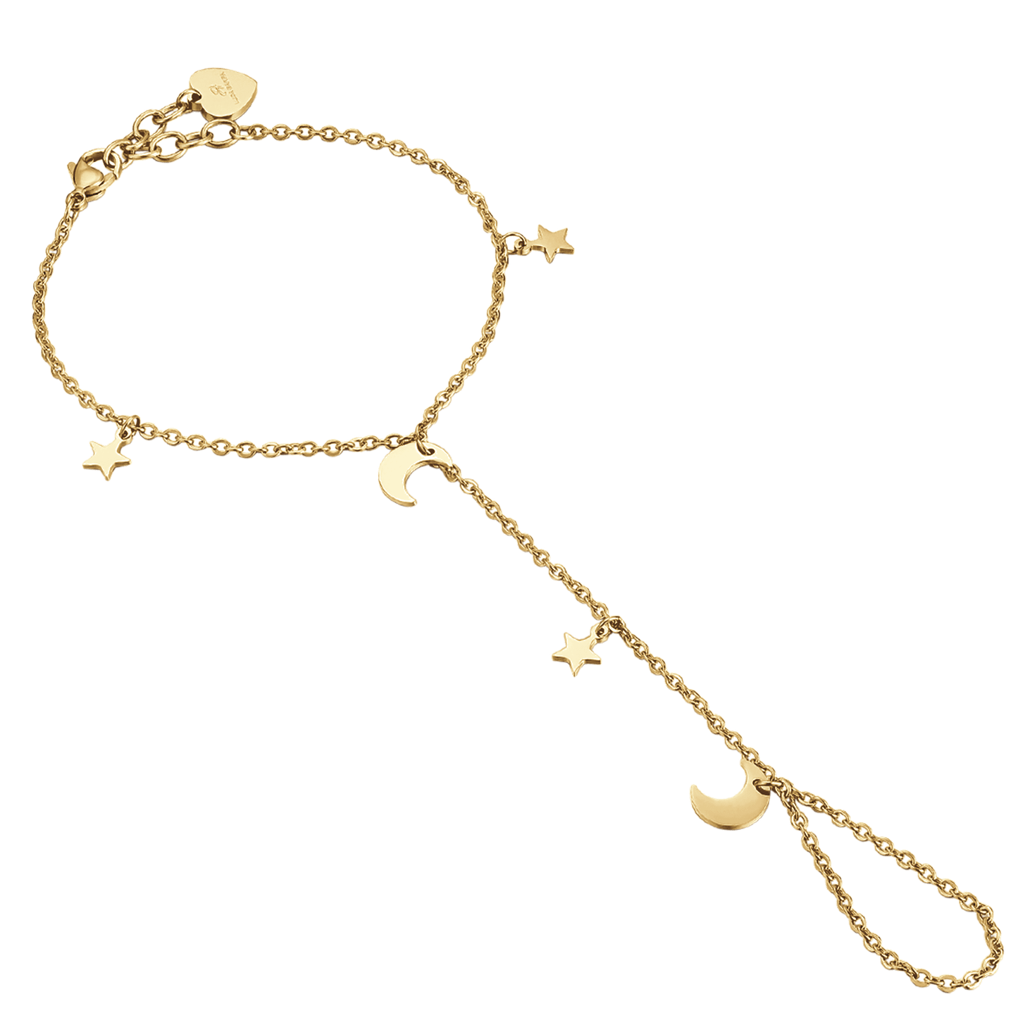 IP GOLD STEEL WOMEN'S KISSING BRACELET WITH STARS AND MOONS