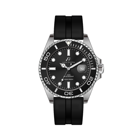 MEN'S WATCH WITH ACCIDENT CASE BLACK ICE GLASS BLACK DIAL Luca Barra
