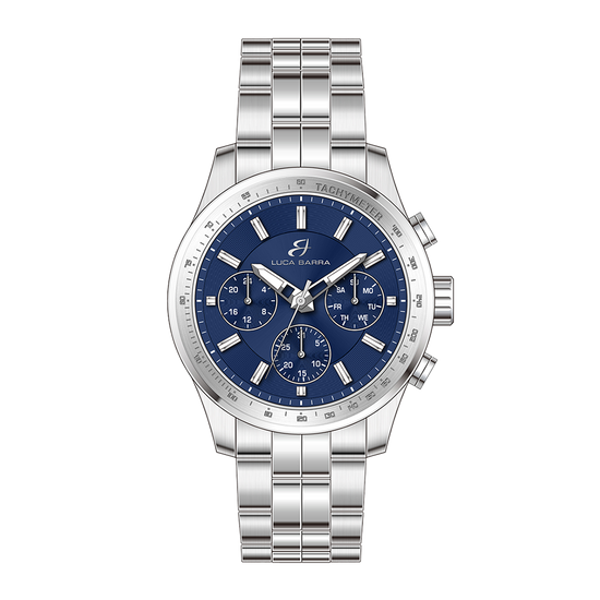 MEN'S WATCH IN STEEL WITH BLUE DIAL AND SILVER IRON Luca Barra