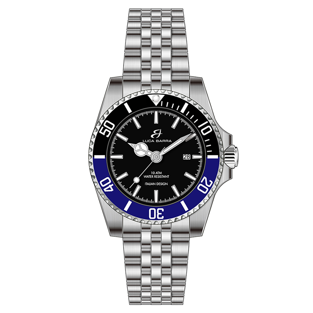 WATCH WITH STEEL CLOCK WITH BLACK CLOCK QUADRANT BLACK AND BLUE ICE ICE Luca Barra