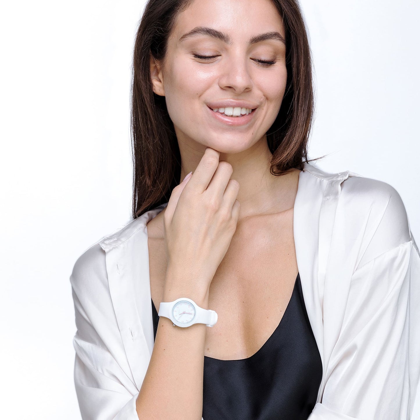 WOMEN'S WHITE SILICONE WATCH WHITE DIAL