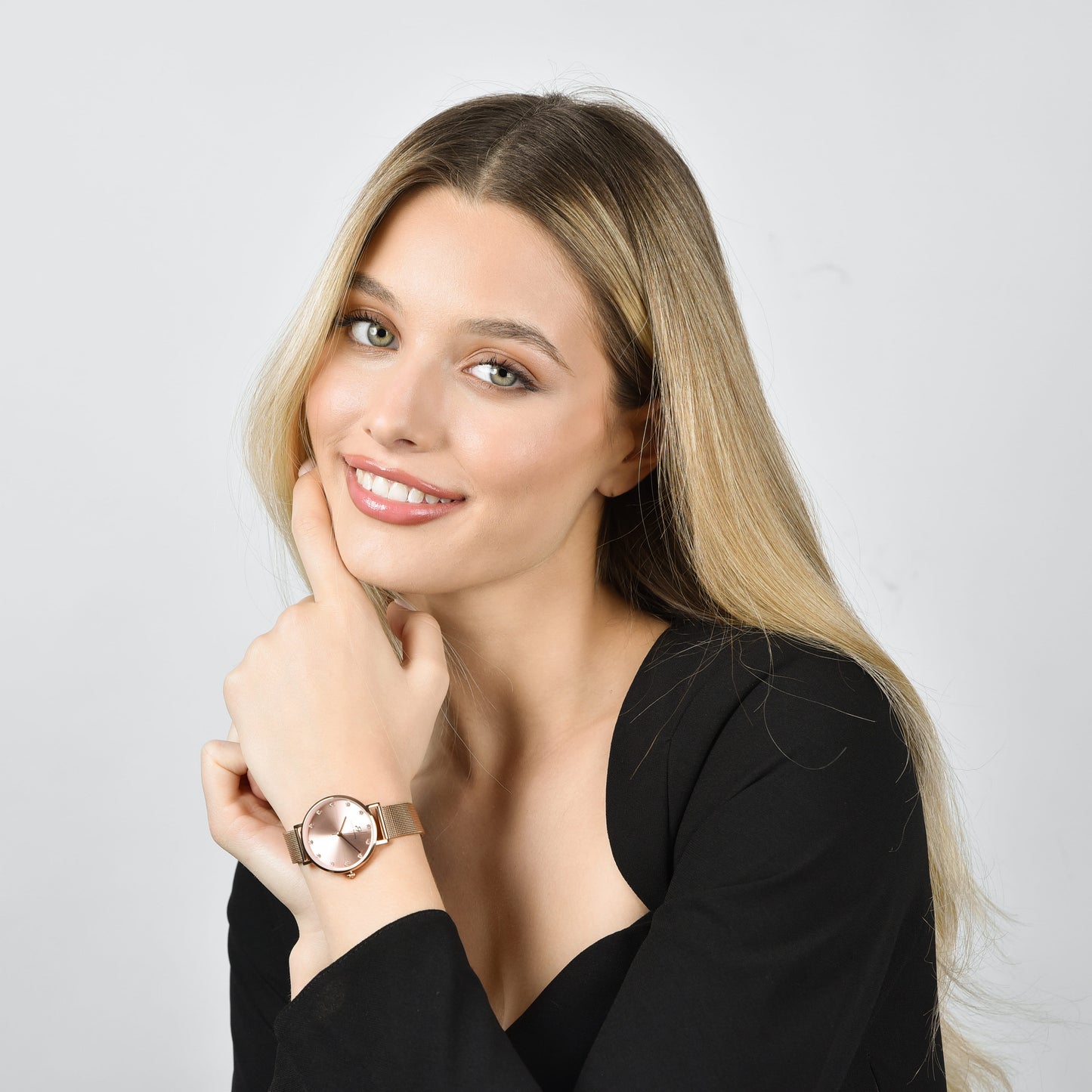 WOMEN'S PINK STEEL WATCH WITH PINK STEEL CASE