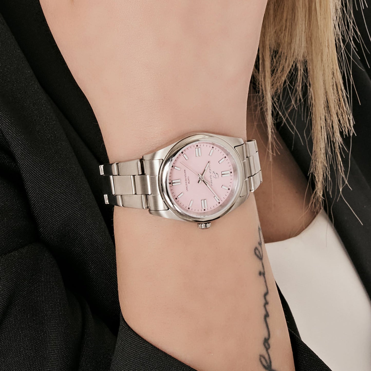 WOMEN'S STEEL WATCH WITH PINK DIAL