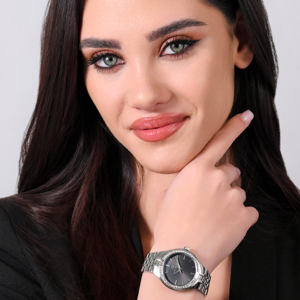 BLACK DIAL STEEL LADIES WATCH