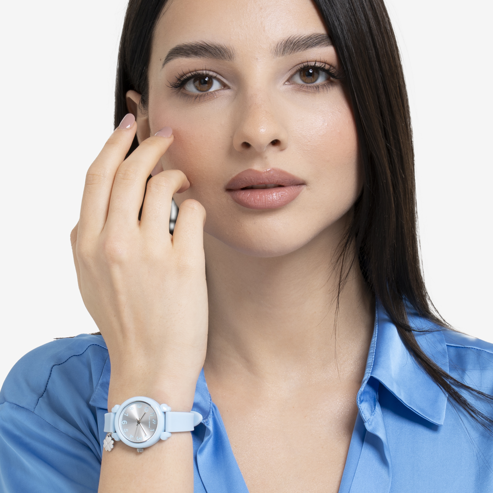 OROLOGIO DONNA AZZURRO CON CHARM QUADRIFOGLIO