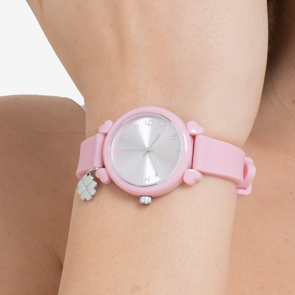 OROLOGIO DONNA ROSA CON CHARM QUADRIFOGLIO