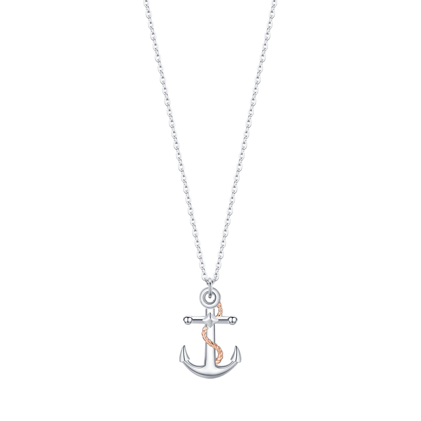 STEEL MEN'S NECKLACE WITH IP ROSE ANCHOR AND SILVER ELEMENTS