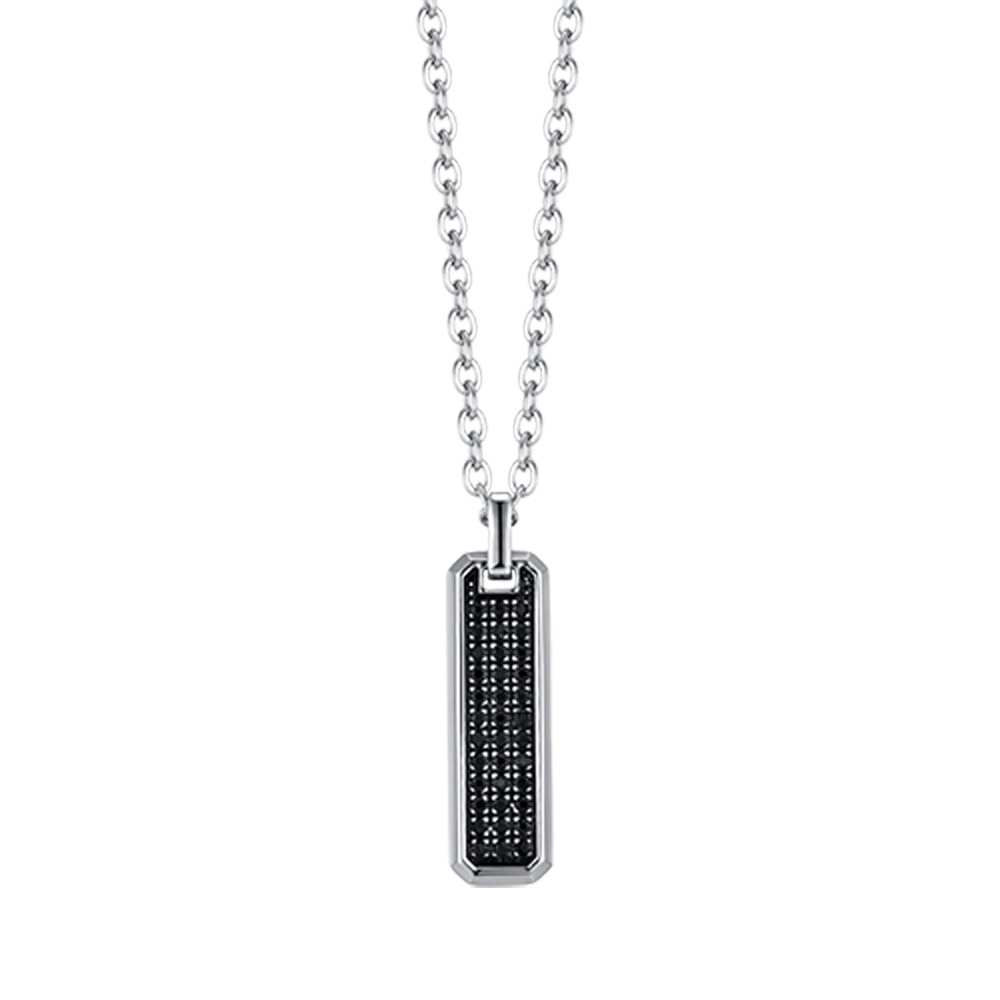 STEEL MEN'S NECKLACE WITH BLACK CRYSTALS ELEMENT