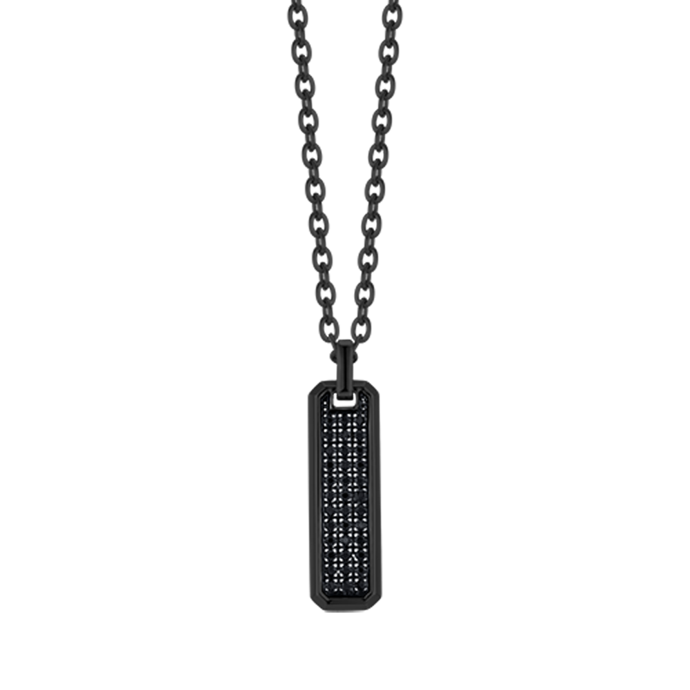 BLACK IP STEEL MEN'S NECKLACE WITH BLACK CRYSTAL ELEMENT