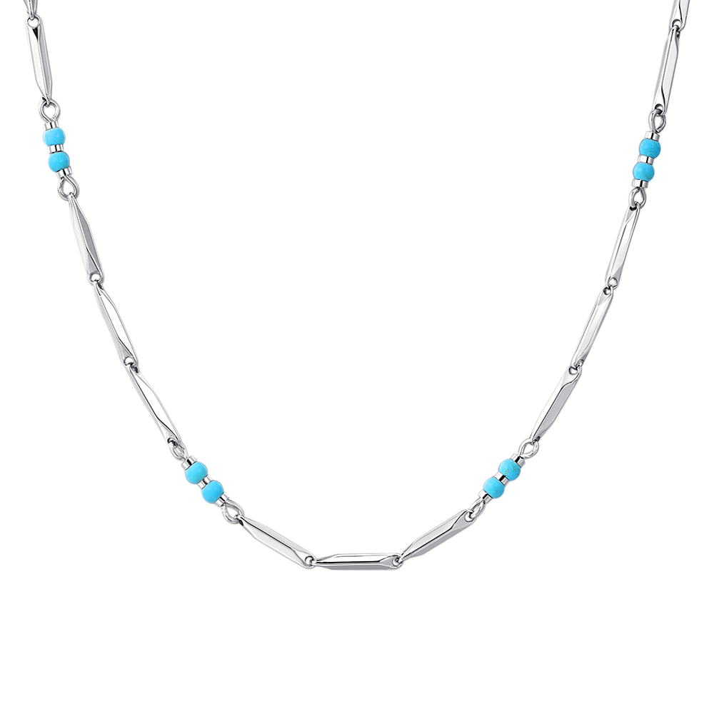 COLLANA UOMO IN ACCIAIO CON PIETRE TURCHESI